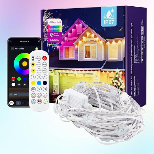 50FT Permanent Outdoor RGB Lights, Smart Outdoor String Lights with App Remote Control, 16 Million Colors & 100 Scene Modes, IP67 Waterproof Outdoor Lights for Patio Garden Yard Holiday Party Decor