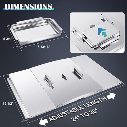 Hiorucet Grease Tray with Catch Pan for Dyna Glo, Nexgrill, Backyard Grill, Kenmore, BHG, Grillmaster, Expert, BBQ-Pro 4/5 Burner Grill Replacement Parts, Adjustable 24''-30'' Gas Grill Drip Pan.