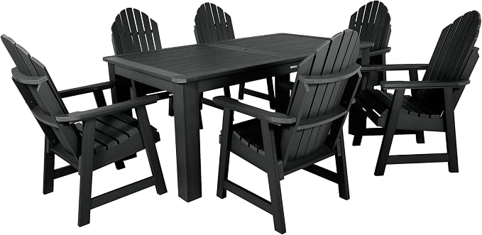 highwood Hamilton Adirondack 7pc Dining Set 72" x 42", Black