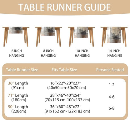Brown Grey Table Runners Modern Art Farmhouse Linen Table Runners Dresser Scarves Retro Rustic Style for Party Kitchen Dining Table Coffee Holiday Party Decor (13"x 90")