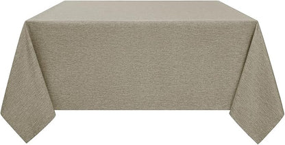 Decorelia Faux Linen Square Tablecloth for Dining Room,Waterproof Texture Decorative Farmhouse Rustic Table Cloth for Indoor Outdoor Party, Holiday Banquet Picnics Patio,52 x 52 Inch (Square),Natural