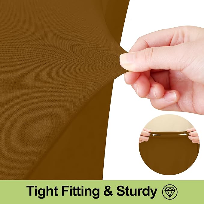 Smiry Spandex Elastic Fitted Table Cloth Skirt for 8FT Rectangle Table | Stretch Washable Table Cloth, Banquet Table Cover for Wedding, Party, Indoor & Trade Shows, (Dark Brown, 96Lx30Wx30H)