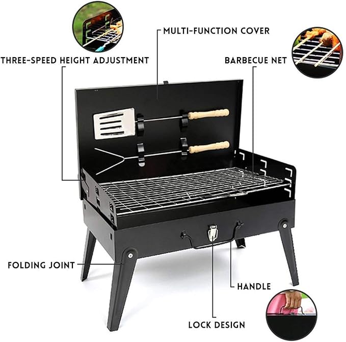 Portable BBQ Charcoal Grill Space saving Foldable BBQ for Outdoor Backyard Camping Picnic 18.1 X 18.5 X 10.6 Inches Unfolded BBQ Grill