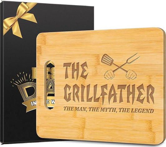 Fathers Day Dad Gifts,Christmas Gifts for Dad,Dad Birthday Gift from Daughter Son Unique Engraved Cutting Board The Grillfather The Man The Myth, The Legend(BEST DAD), Medium, Wood