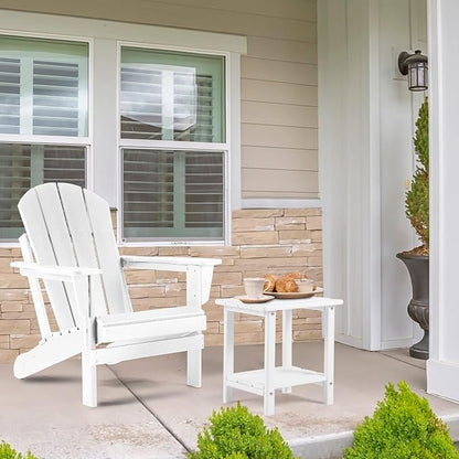 Apolimi Adirondack Outdoor Side Table, 2-Tier Sturdy Patio End Table Weather Resistant, 16.5" Solid Side Table for Patio, Pool, Porch