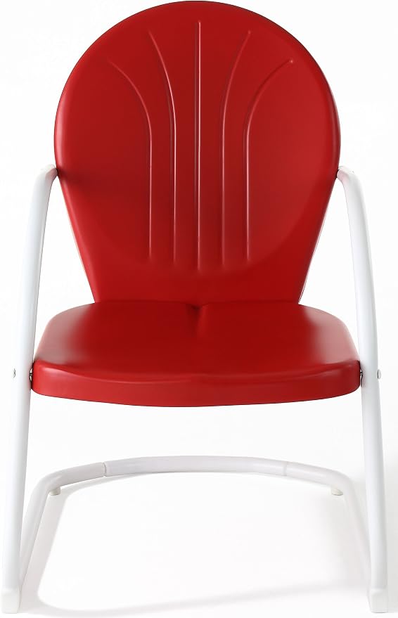 Crosley Furniture Griffith Outdoor Chair, Retro Metal Patio Chairs for Dining, Porch, Deck, Balcony, Red