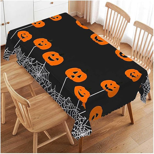 Swono Halloween Pumpkin 52"X70" Oblong Table Cloth Halloween Pumpkins Spider Web Cute Wrinkle Free Table Cover Farmhouse Tablecloth for Home Restaurant Picnic Indoor Outdoor Dining