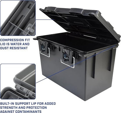 Sheffield XL Ammo Box Made in USA, Stackable Lockable Ammo Storage Box | 4 Pack Lockable Storage Box, Water and Dust Resistant Dry Box, Secures Hunting Gear, Gun Accessories, Supplies, and Bullets