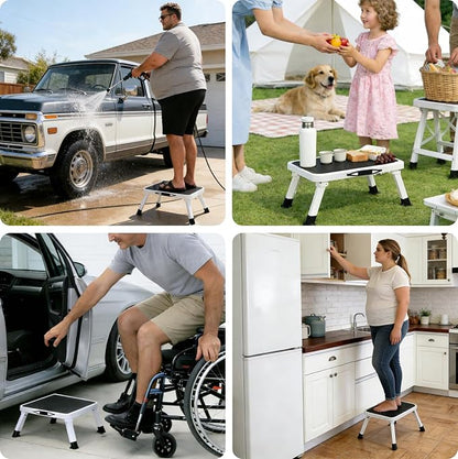 Simple Deluxe Step Stools Foldable, Heavy Duty Foot Stool with Non-Slip Paltform & Feet, Folding Step Ladder for Adults or Kids in Kitchen, Home, 330 Lbs Capacity