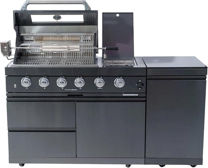 Modular Outdoor Kitchen Island with Gas Grill,72,000 BTU,46 Inch,Black