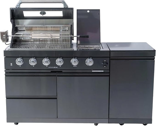 Modular Outdoor Kitchen Island with Gas Grill,72,000 BTU,46 Inch,Black