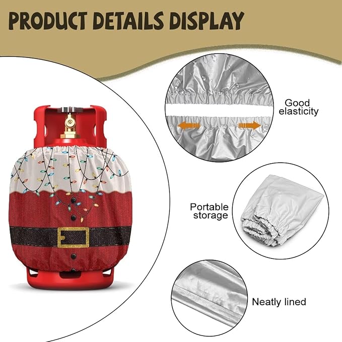 Santa Claus Propane Tank Cover 20lb Christmas Gas Tank Cylinder Cover for Outdoor Camping Yard Party Easy to Install Grill Accessories Gift for Holiday