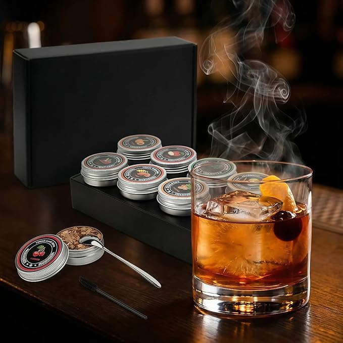8-Flavor Cocktail Smoker Wood Chips Variety Pack - for Bourbon & Whiskey Smoker Kit, Apple Hickory Cherry Pear Oak Pecan Beech Peach, Gift for Whiskey Lover & Home Bar