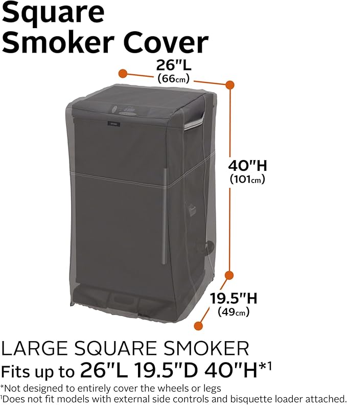 Classic Accessories Ravenna Water-Resistant 26 Inch Square Smoker Grill Cover