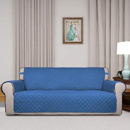 PureFit Reversible Quilted Sofa Cover, Water Resistant Slipcover Furniture Protector, Washable Couch Cover with Non Slip Foam and Elastic Straps for Kids, Dogs, Pets (X Large, Blue/Ivory) | Blue/Ivory, Water Resistant Couch Protector, Washable Pet Couc...