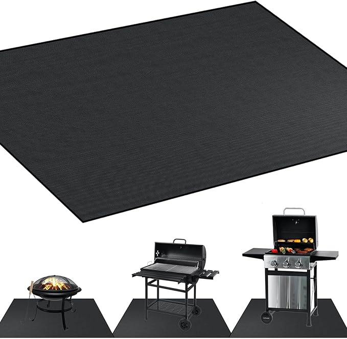 Under Grill Mat, 48×30 inch BBQ Floor mats, Pellet Stove Hearth Pad Fire Proof Mat Fire Pit Grill Fire Resistant, Water Resistant, Oil Proof, Protect The Deck, Patio, Lawn from Exploding Embers