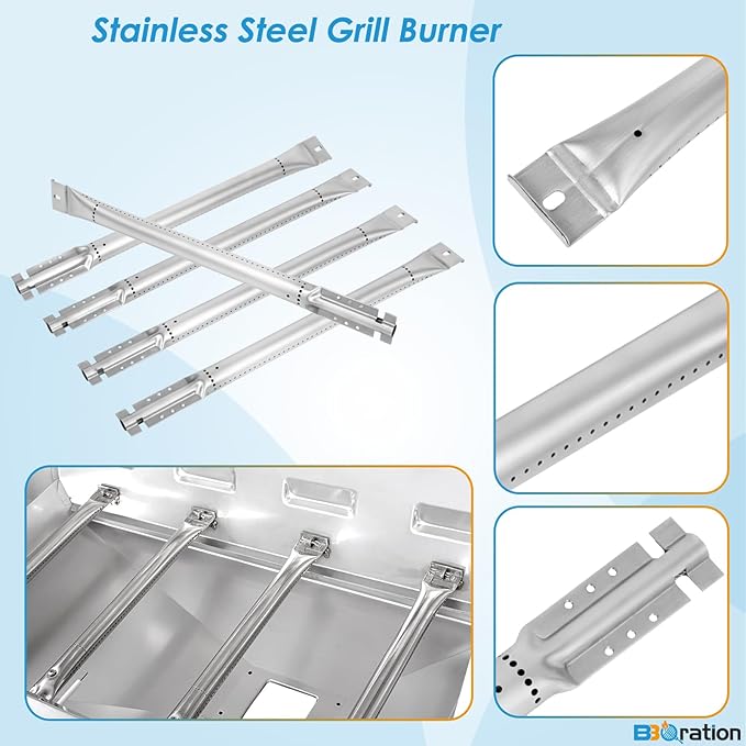 Repalcement Parts for Kitchen Aid 720-0826E 720-0709C 860-0003C, for Jenn Air Grill Parts 720-0727 740-0711, Cooking Grates, Burner and Heat Plates for KitchenAid Grill Replacement Parts