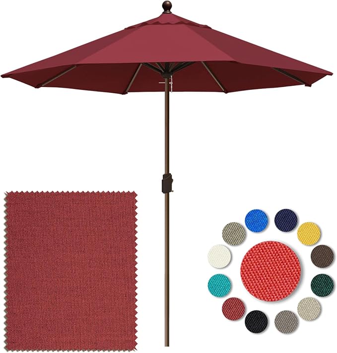 Eurmax USA 10-Year-Non-Fading 10FT Outdoor Patio Market Umbrella,UPF50+ UV Resistant Sun Shade,Heavy Duty Commercial Grade,Crank Lift Design,Windproof Vented Top for Garden,Pool,Deck,Burgundy