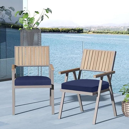 Cozyide Outdoor Chair Cushions, Waterproof Patio Seat Cushions with Adjustable Straps, Round Corner Patio Chair Cushions for Garden, Navy, 17x16x2 Inch (Pack of 4)