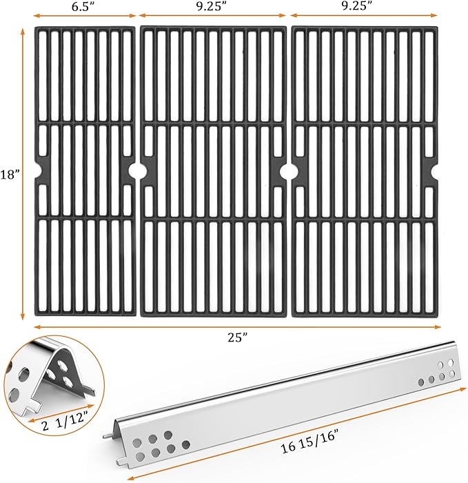 Hisencn Grill Parts for Charbroil Performance 463342119 463347017 4 Burner Grill, 18 x 25 inches Cooking Grates, G470-0004-W1A Heat Plates, for Char Broil 463335517, 463347418