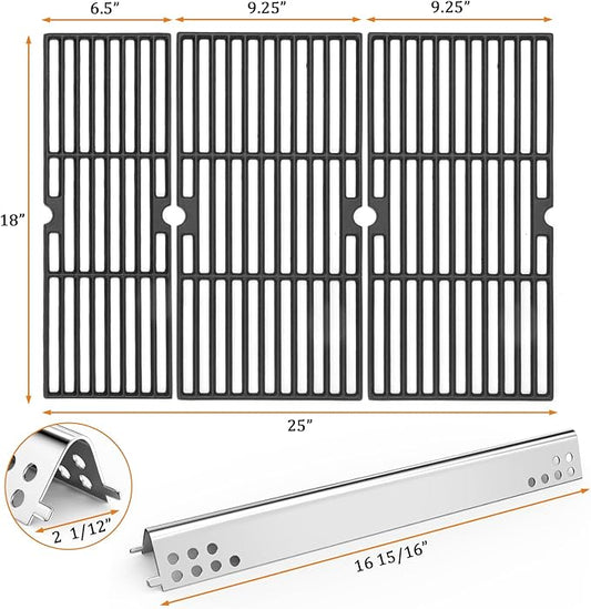 Hisencn Grill Parts for Charbroil Performance 463342119 463347017 4 Burner Grill, 18 x 25 inches Cooking Grates, G470-0004-W1A Heat Plates, for Char Broil 463335517, 463347418