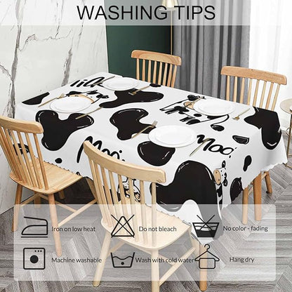 Cow Cute Table Covers Farm Milk Cattle Heavy Weight Tablecloth Cow Print Picnic Table Cloth for Kitchen Dinning Tabletop Outdoor BBQ Buffet Rectangle 52x70 Inch
