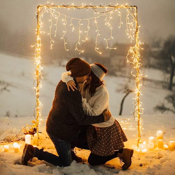 JMEXSUSS 200 LED Icicle Lights for Outside | Warm White 8 Modes Icicle Christmas String Lights Outdoor Waterproof for Xmas Roof Wedding Party Holiday Room Home Decor