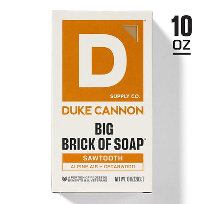 Duke Cannon Sawtooth Big Brick of Soap 4-Pack, 10 oz Each – Alpine Air & Cedarwood Scent, Large Triple-Milled Bar Soap for Men, Long-Lasting & Moisturizing