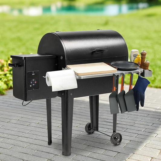 Stanbroil Stainless Steel Folding Front Shelf for Traeger 20 Series Pellet Grills, Grill Accessories with Caddy Organizer, Paper Towel Holder & Hook for Traeger BAC361 Shelf