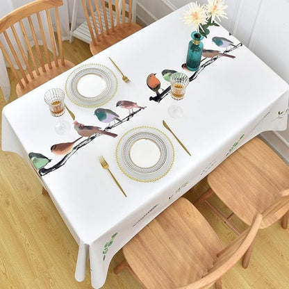 Wipeable Waterproof Tablecloth Vinyl Tablecloths for Rectangle Tables Heavy Duty PVC Tablecloth for Kitchen Dining Table(Birds, 54'' x 78'')