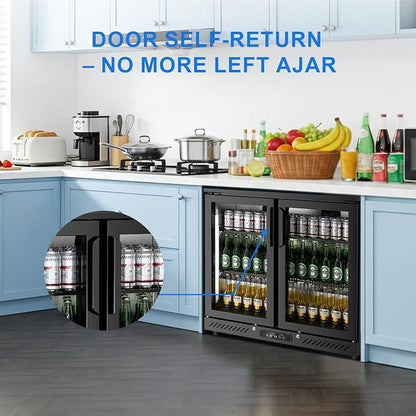 Antarctic Star Commercial Beverage Refrigerator, 6.5 Cu. Ft. Freestanding Glass Double Glass Door Wine Fridge, Adjustable Shelves, Door Lock, 32-50°F Digital Control, Auto Defrost, Commercial Use