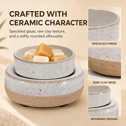 Wax Melt Warmer, Ceramic Candle Melter Melting Wax 3-in-1 Oil Burner Electric Fits Yankee Large Jar, Scented Candle Holder for Home Decor Gifts for Mom Grandma Women Girls