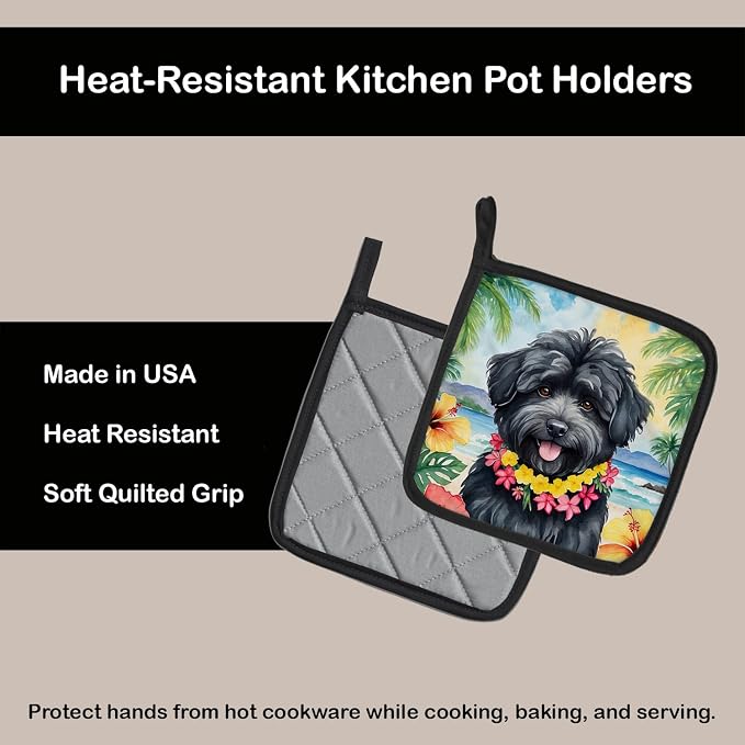 Caroline's Treasures Puli Luau Pair of Pot Holders Kitchen Heat Resistant Pot Holders Sets Oven Hot Pads for Cooking Baking BBQ, 7 1/2 x 7 1/2