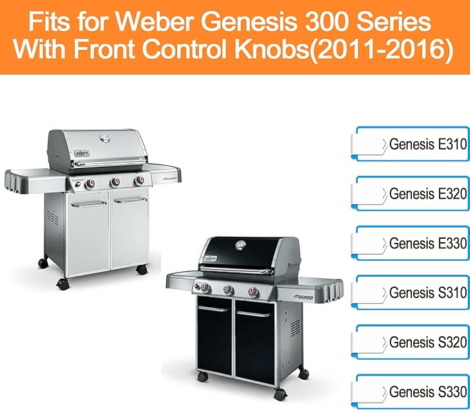 Hisencn 19.5 inch Grill Burner for Weber Genesis 300 Series (2011-2016) with Front Control Panel, Burner Tube for Genesis E310 E320 E330 S310 S320 S330, Part for Weber 62752, 304 Stainless Steel