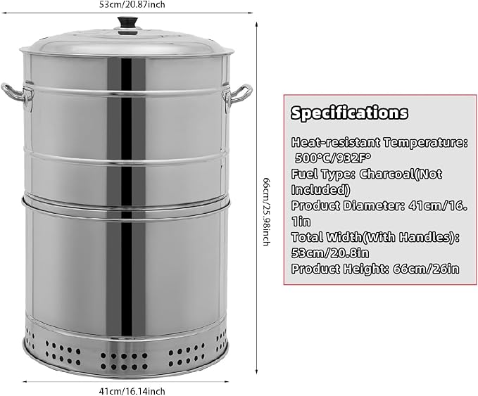 Large Portable Charcoal Grills, Stainless BBQ Grill Barrel, 360° Smokeless Outdoor Barbecue Grill for Travel Camping Grill Outdoor Cooking Picnic Patio Backyard (50 Skewers)