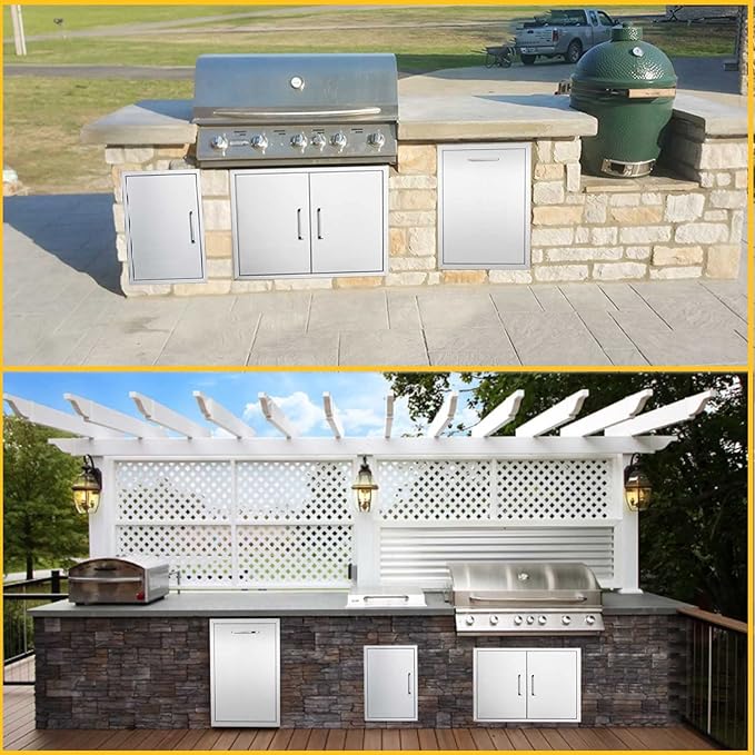 BBQ Access Door Stainless Steel,Overall-Size:20" by 27" Vertical Single Door Reversible Open Left or Right,Flush Mount for Outdoor Kitchen