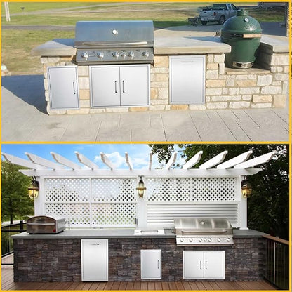 BBQ Access Door Stainless Steel,Overall-Size:20" by 27" Vertical Single Door Reversible Open Left or Right,Flush Mount for Outdoor Kitchen