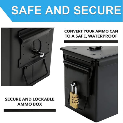 Aolamegs 50 Cal Ammo Can – Locking Hardware Kit and Stainless Steel Padlock，Ammo Box Military & Army M2A1