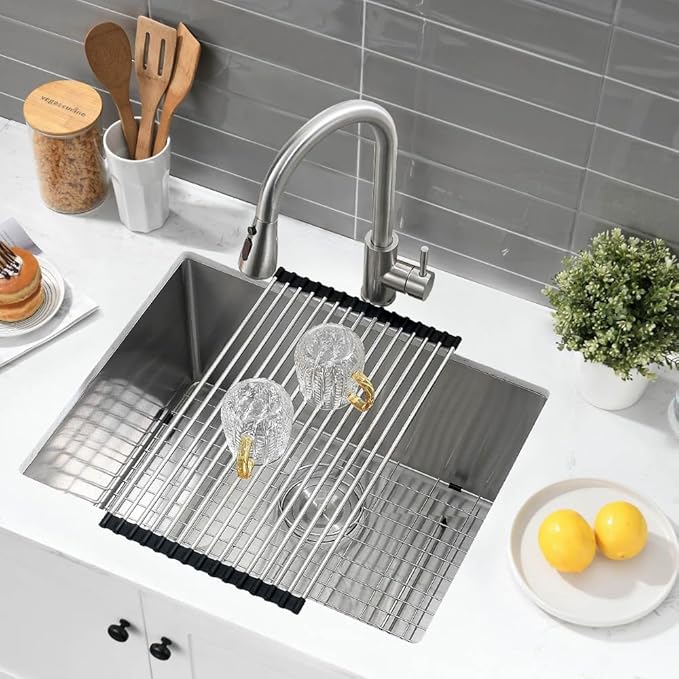 24 Inch Undermount Laundry Sink,Jshozzy 24"x19"x12" Laundry Utility Sink Stainless Steel Outdoor 16 Gauge Deep Single Bowl Kitchen Sinks with Cleaning Brush