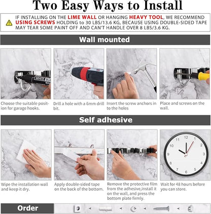 2 Pack Broom Holder Wall Mount, 3 Racks 4 Hooks Mop and Broom Organizer | Mop Holder Wall Mount and Broom Hanger for Garage, Laundry Room, Kitchen and Utility Storage