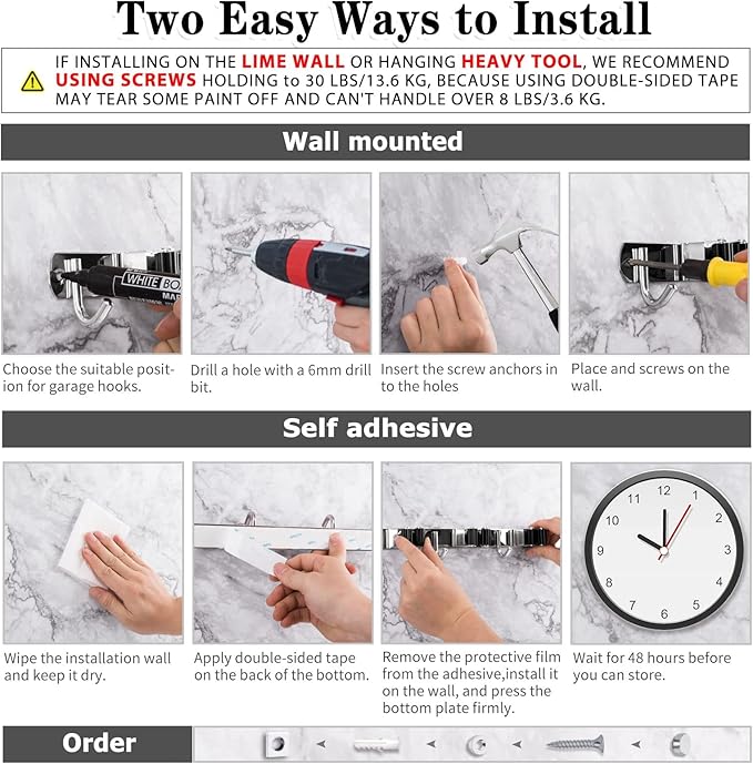 AceMining Broom Holder Wall Mount, 5 Racks 4 Hooks Heavy Duty Mop Organizer | Mop Holder Wall Mount and Broom Hanger for Garage, Laundry Room, Kitchen and Utility Storage