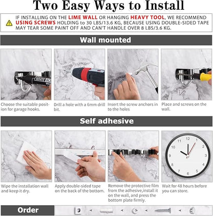 AceMining Broom Holder Wall Mount, 3 Racks 4 Hooks Heavy Duty Mop Organizer | Mop Holder Wall Mount and Broom Hanger for Garage, Laundry Room, Kitchen and Utility Storage