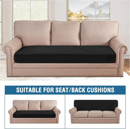 H.VERSAILTEX Velvet Stretch Individual Couch Cushion Cover Plush Cushion Slipcover for Loveseat Sofa Cushion Furniture Protector Seat Cushion Sofa Cover (1 Piece Sofa Cushion Cover, Black)