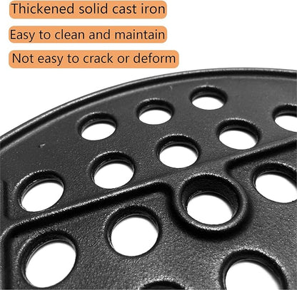 11.75" Cast Iron Round Fire Grate, High Heat Charcoal Plate Fire Bottom Grate Replacement Parts for Fire Pit, Kamado Joe Big Joe I II III 24" Charcoal Grill
