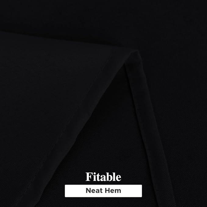 Fitable 6 Pack Black Tablecloths for Rectangle Tables, 90 x 132 Inch | Wrinkle & Stain Resistant, Washable Polyester Fabric Cloth Cover, For Wedding Party Banquet Formal Events Halloween
