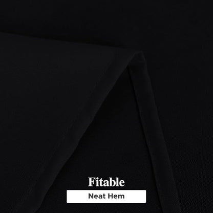 Fitable 6 Pack Black Tablecloths for Rectangle Tables, 90 x 132 Inch | Wrinkle & Stain Resistant, Washable Polyester Fabric Cloth Cover, For Wedding Party Banquet Formal Events Halloween