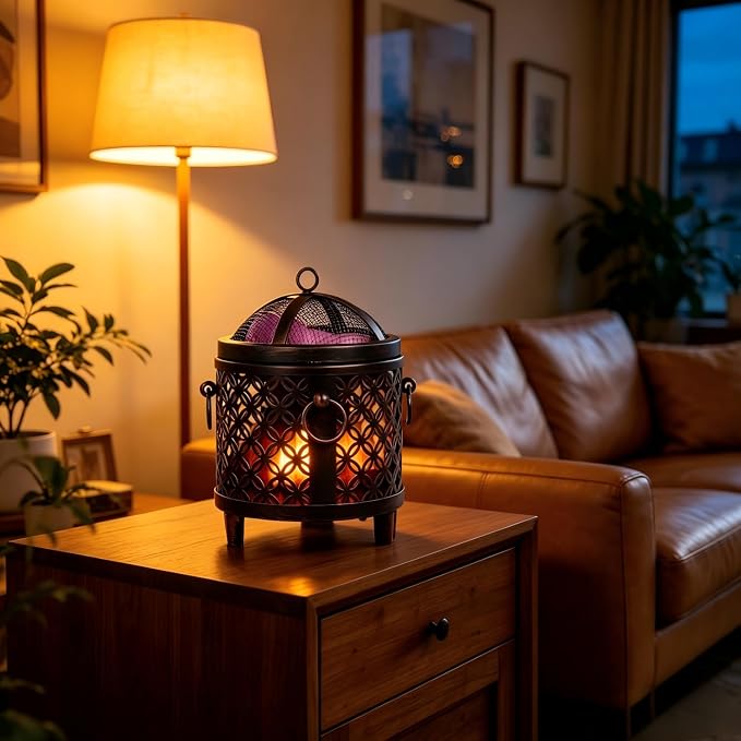 Dicimi Vintage Electric Wax Warmer for Scented Wax Melts - Flickering Fire LED Candle Warmer, Multi-Function Oil Warmer for Essential Oils, Safe Flameless Home Decor with 60-Day Warranty