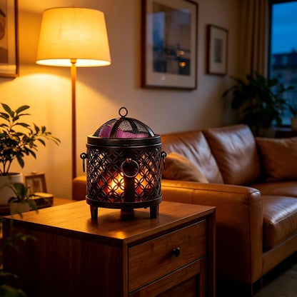 Dicimi Vintage Electric Wax Warmer for Scented Wax Melts - Flickering Fire LED Candle Warmer, Multi-Function Oil Warmer for Essential Oils, Safe Flameless Home Decor with 60-Day Warranty
