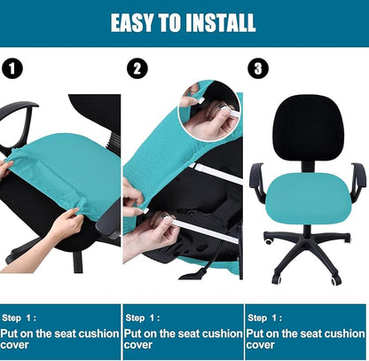 Smiry Office Computer Chair Seat Covers for Desk, Anti-dust Protector | Stretch Jacquard Removable Washable Desk Chair Seat Cushion Protectors, Aqua