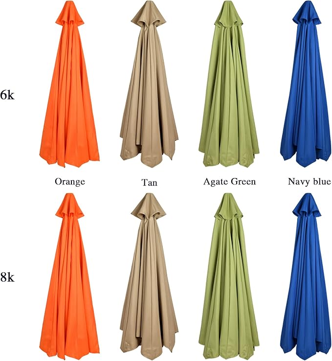 10 FT 6/8 Rib Umbrella Canopy Replacement Outdoor Market Patio Table Umbrella Strong and Thicck Canopy Cover for Backyard Garden Courtyard Swimming Pool Lawn (Canopy ONLY)